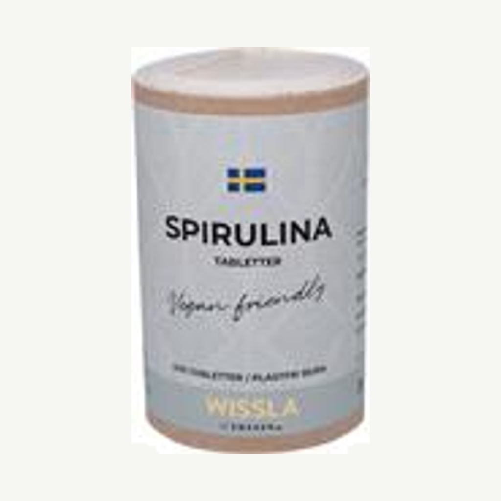 Förpackningen till Wissla of sweden Spirulinatabletter, 200 st
