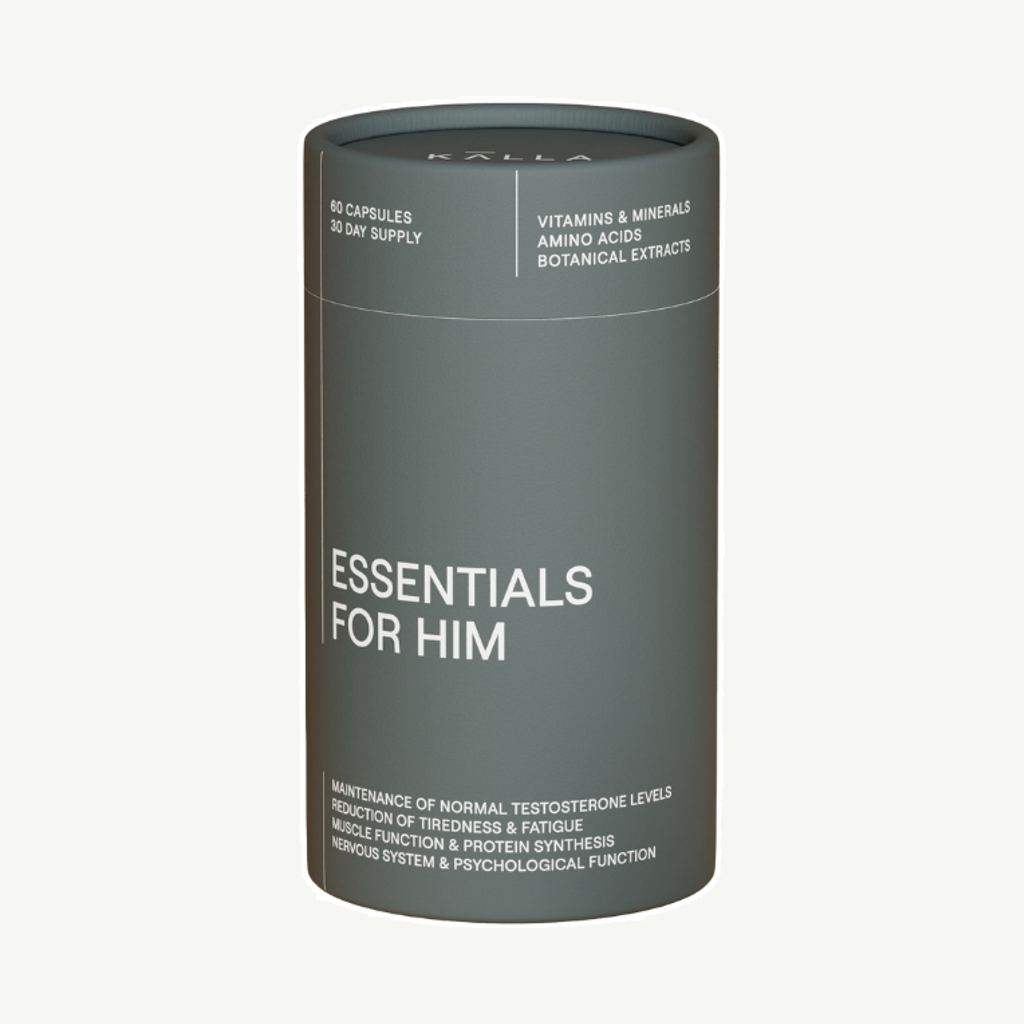 Förpackningen till KÄLLA Essentials for Him 60 kapslar