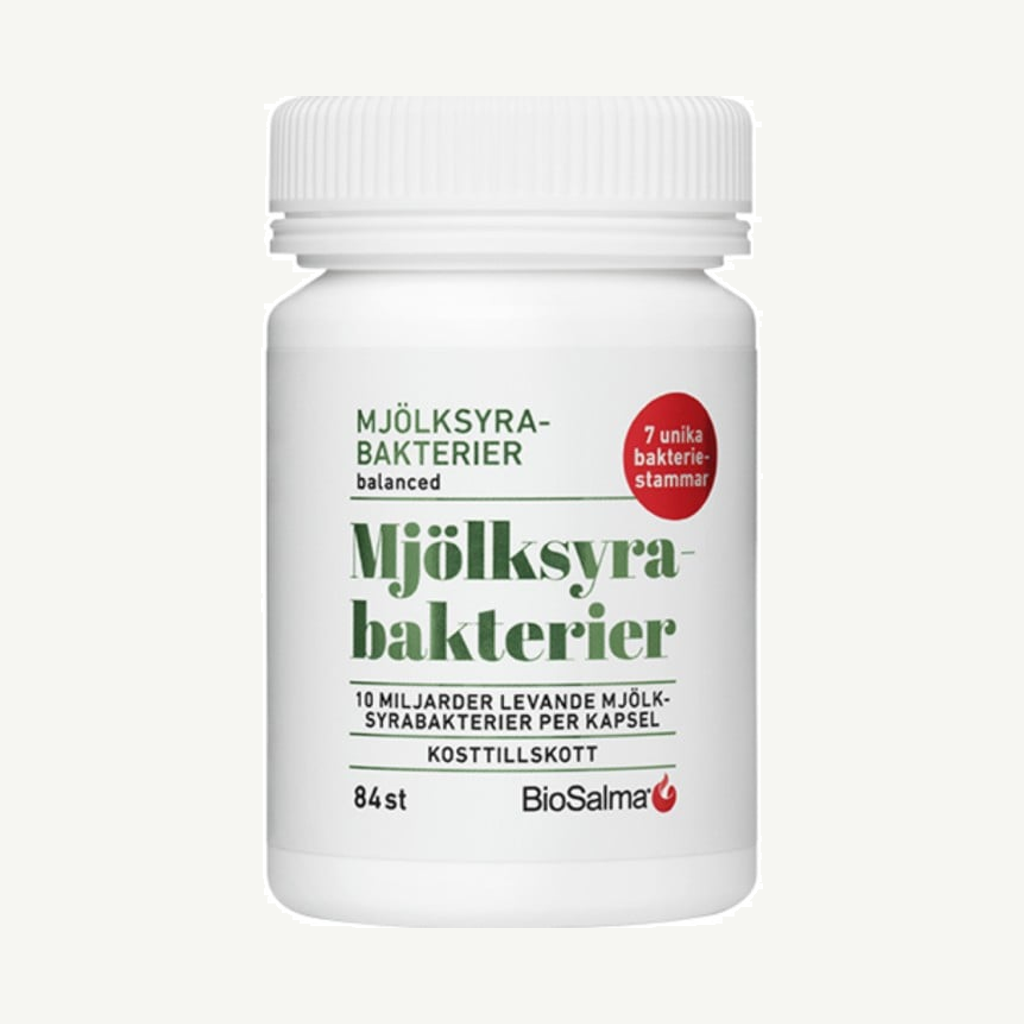 Förpackningen till BioSalma Mage Mjölksyrabakterier 84 kapslar