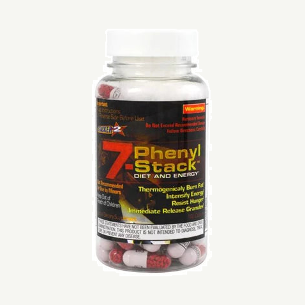 Förpackningen till Stacker2 7-Phenyl Stack 100 caps