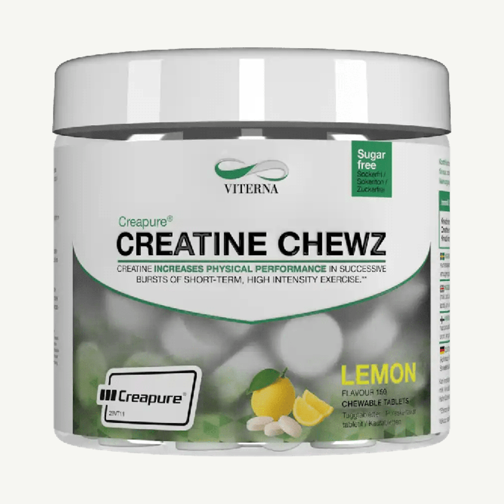 Förpackningen till Creapure® Chewz Lemon 150 tuggtabletter