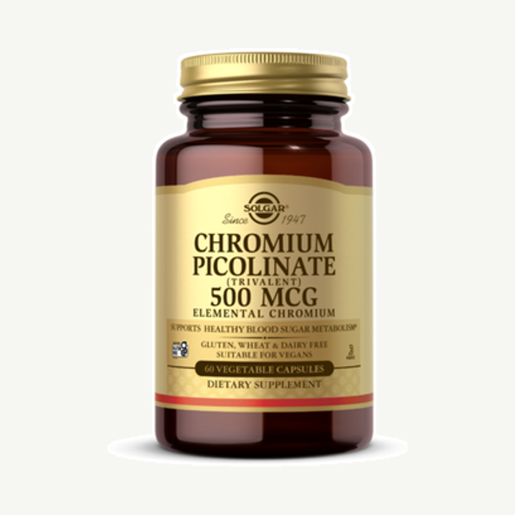 Förpackningen till Chrom Picolinate 500mcg 60k