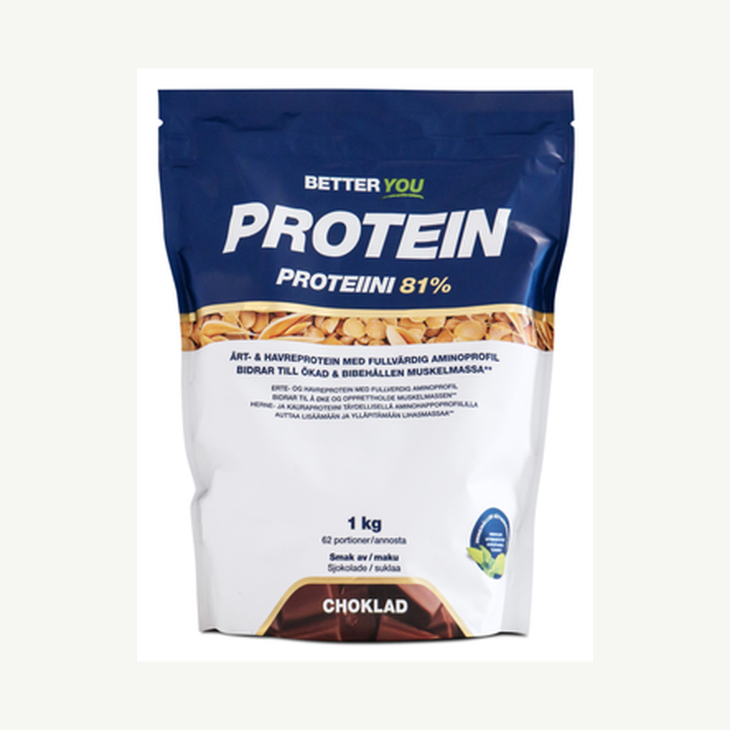 Förpackningen till Ärt-Havreprotein Choklad 1kg