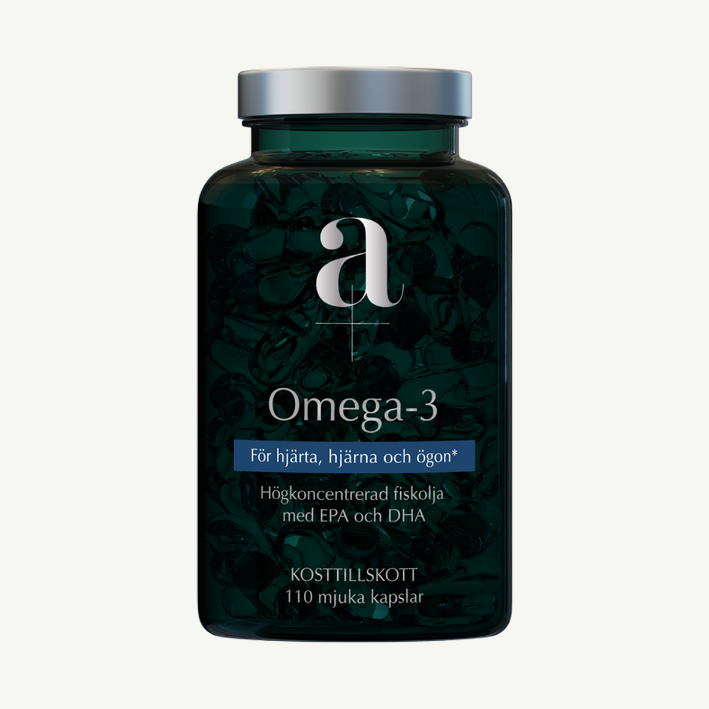 Förpackningen till A+ Omega-3 110 mjuka kapslar