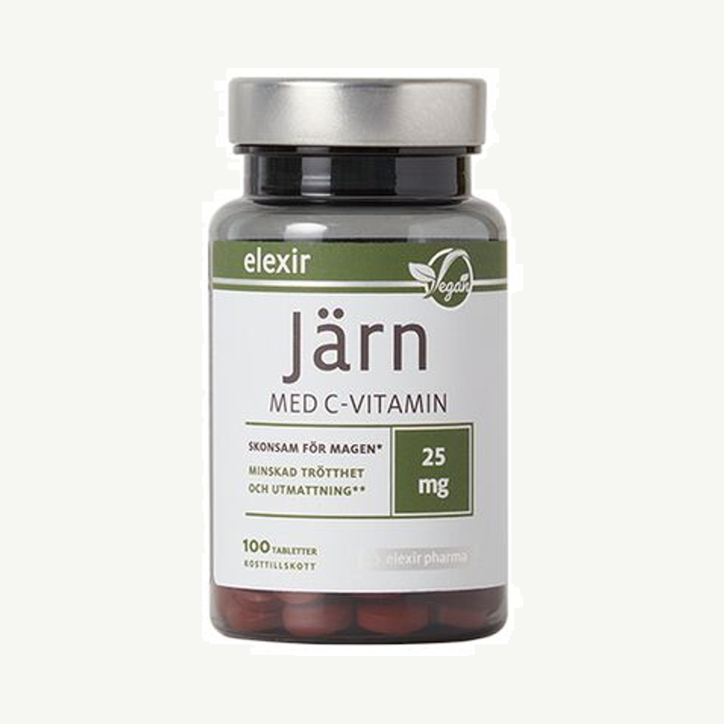 Förpackningen till Järn med C-vitamin 100 tabletter