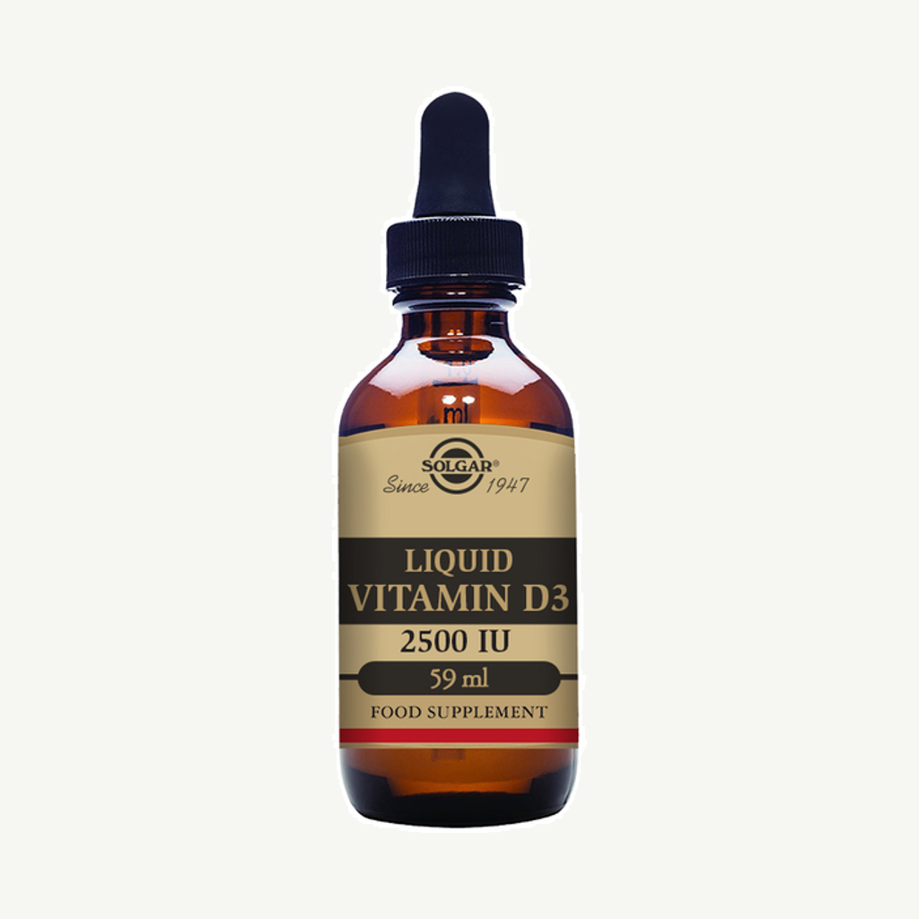 Förpackningen till Liquid Vitamin D3 2500 IU (62,5 µg), 59 ml
