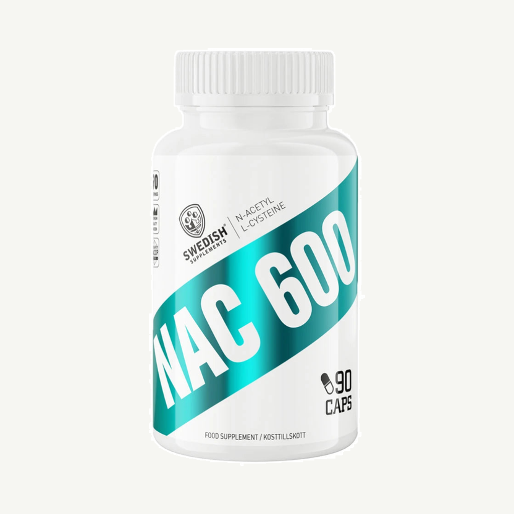 Förpackningen till Swedish Supplements NAC 600 90 caps