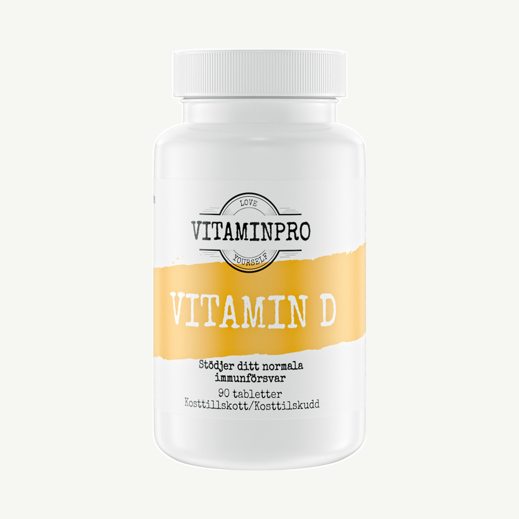 Förpackningen till Vitaminpro D-vitamin 90 tabletter