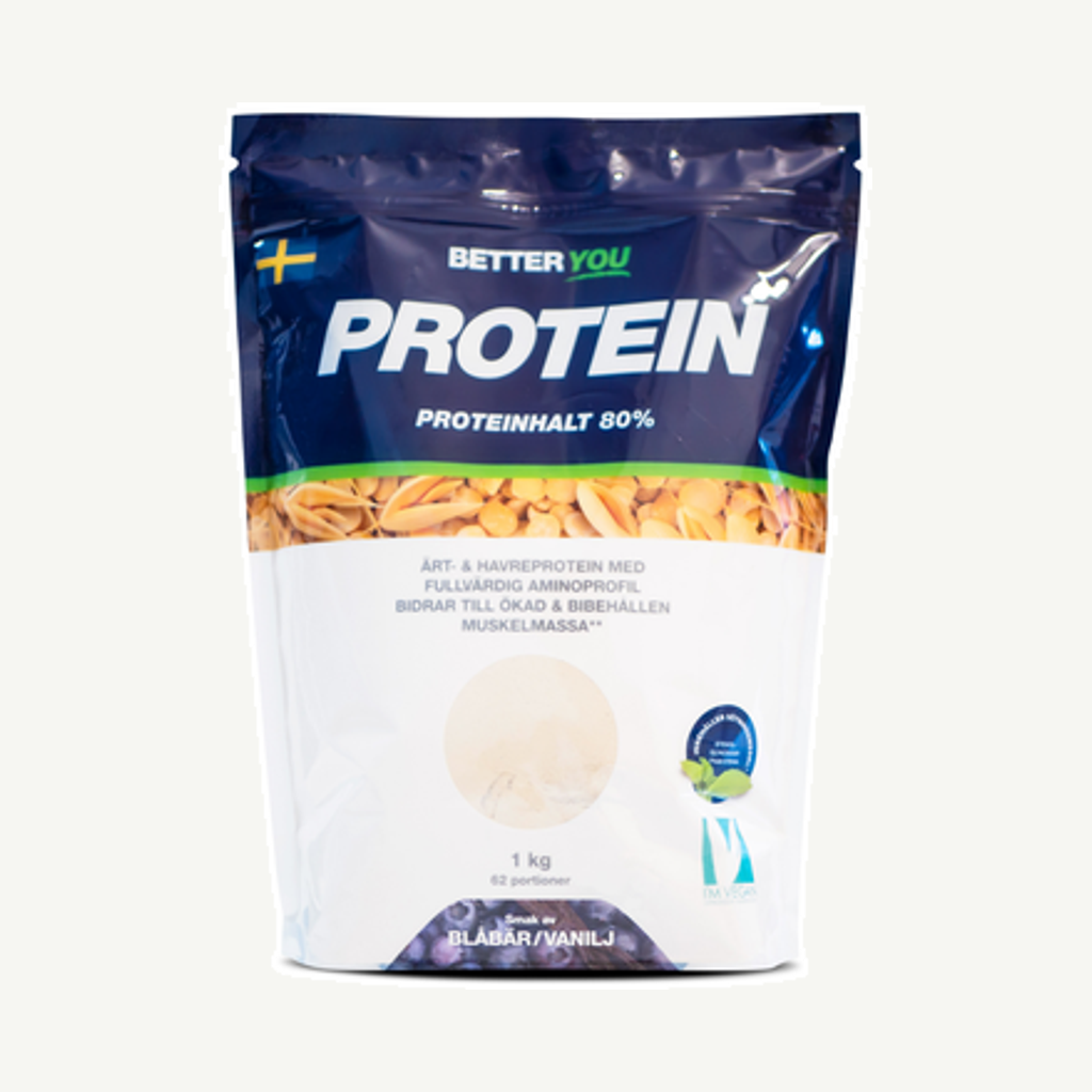 Förpackningen till Ärt-Havreprotein Blåbär/Vanilj 1kg