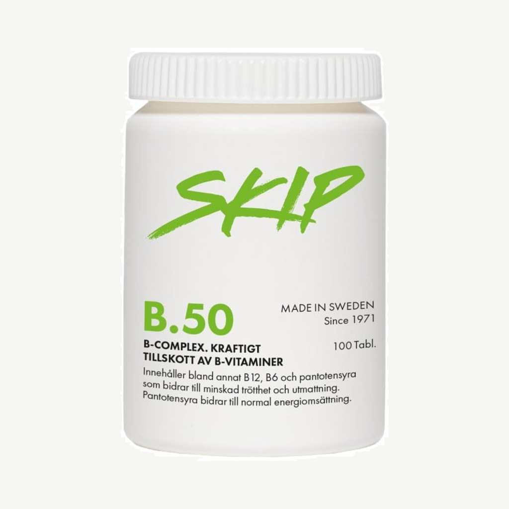 Förpackningen till Skip B50 B-komplex 100 tabletter