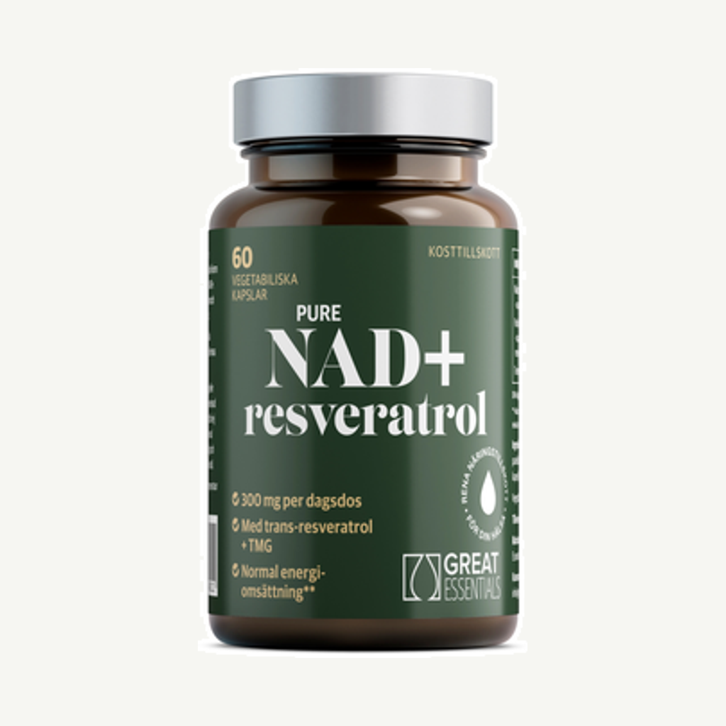 Förpackningen till NAD+ 300mg + Resveratrol 60k
