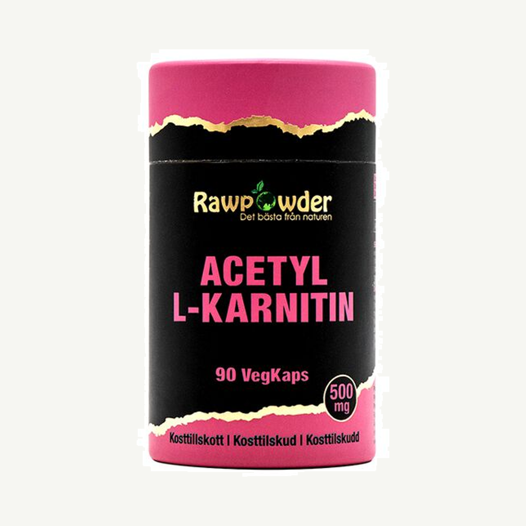 Förpackningen till Acetyl L-Karnitin 500 mg 90 kapslar