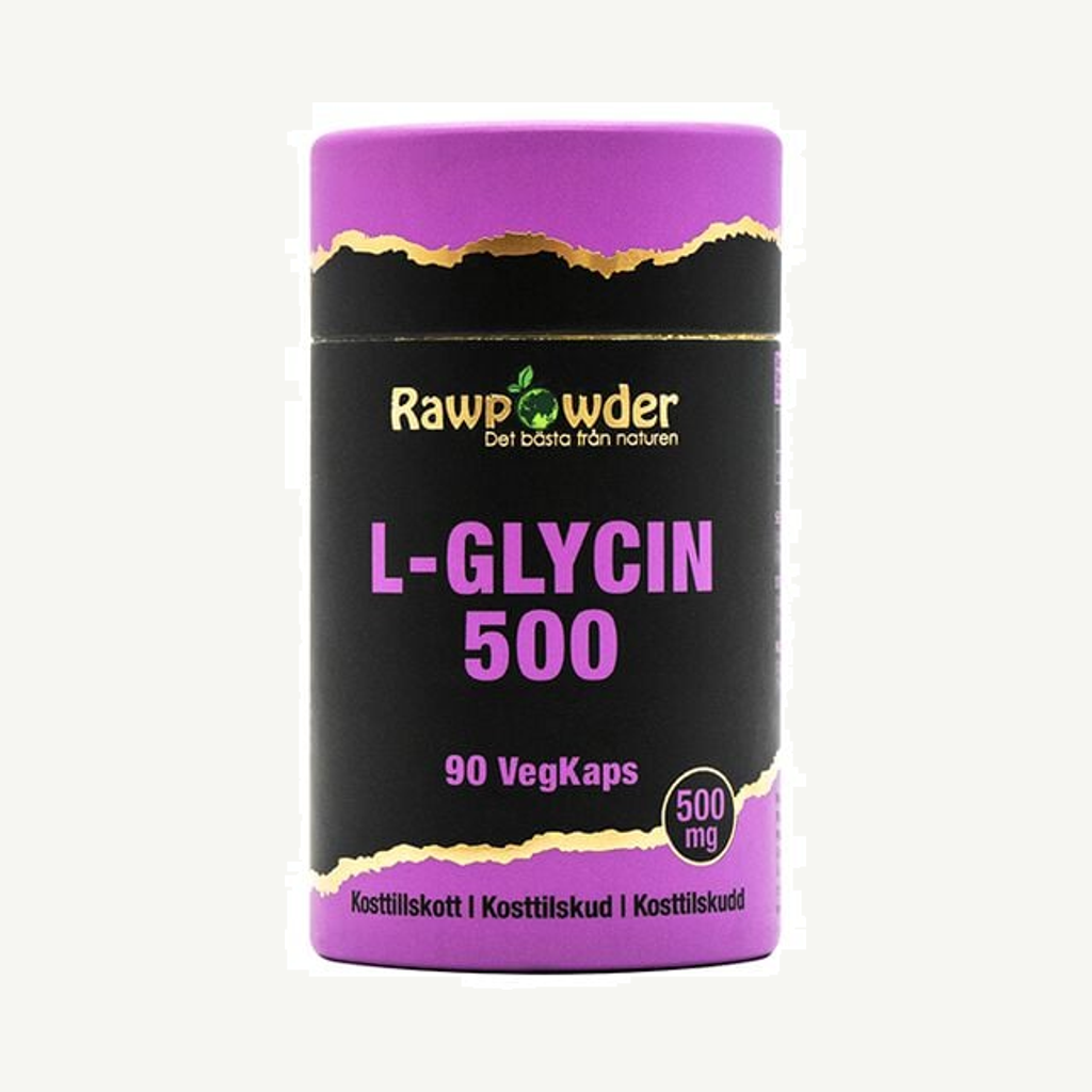 Förpackningen till L-Glycin 500 mg 90 kapslar