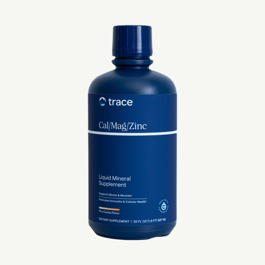 Förpackningen till Trace Minerals Liquid Cal Mag Zinc Pina Colada 887 ml