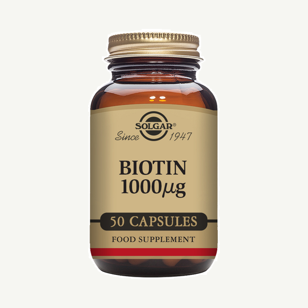 Förpackningen till Solgar Biotin 1000µg 50 kapslar