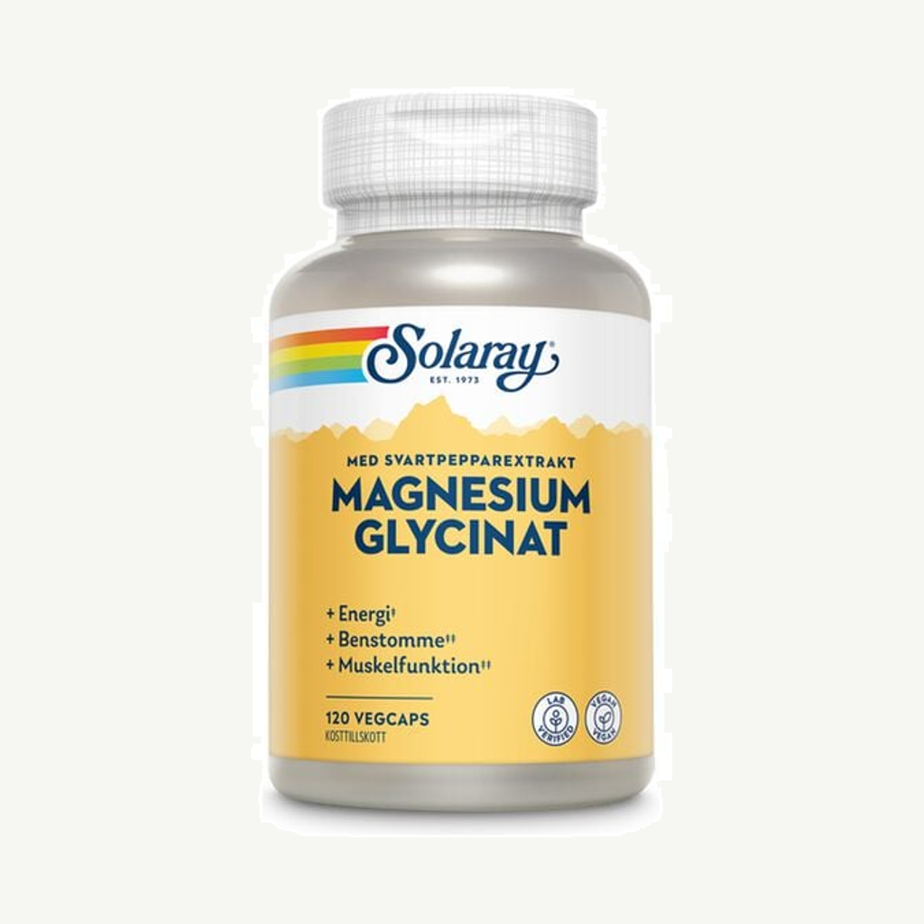 Förpackningen till Magnesium Glycinat 120 kapslar