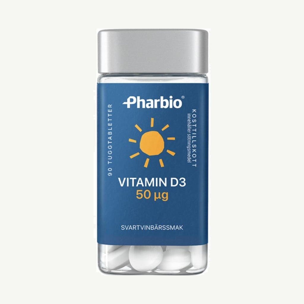 Förpackningen till Pharbio Vitamin D 50 ug 90 st