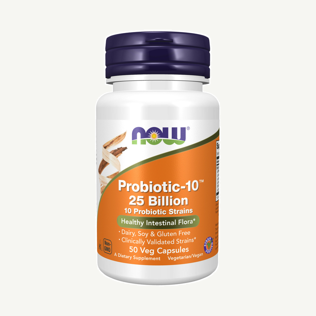 Förpackningen till NOW Probiotic-10 25 Billion 50 kapslar