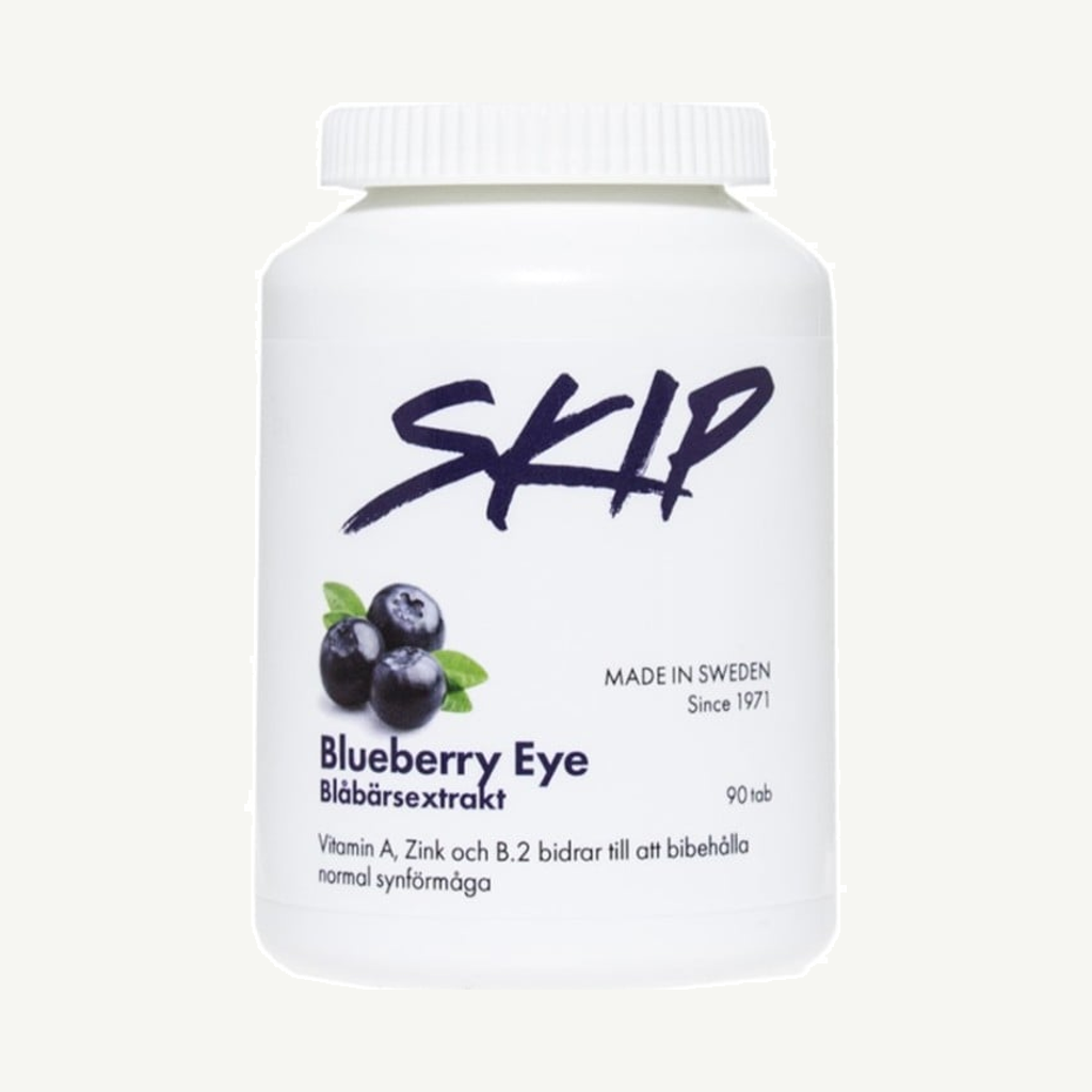 Förpackningen till Skip Blueberry Eye 90 tabletter