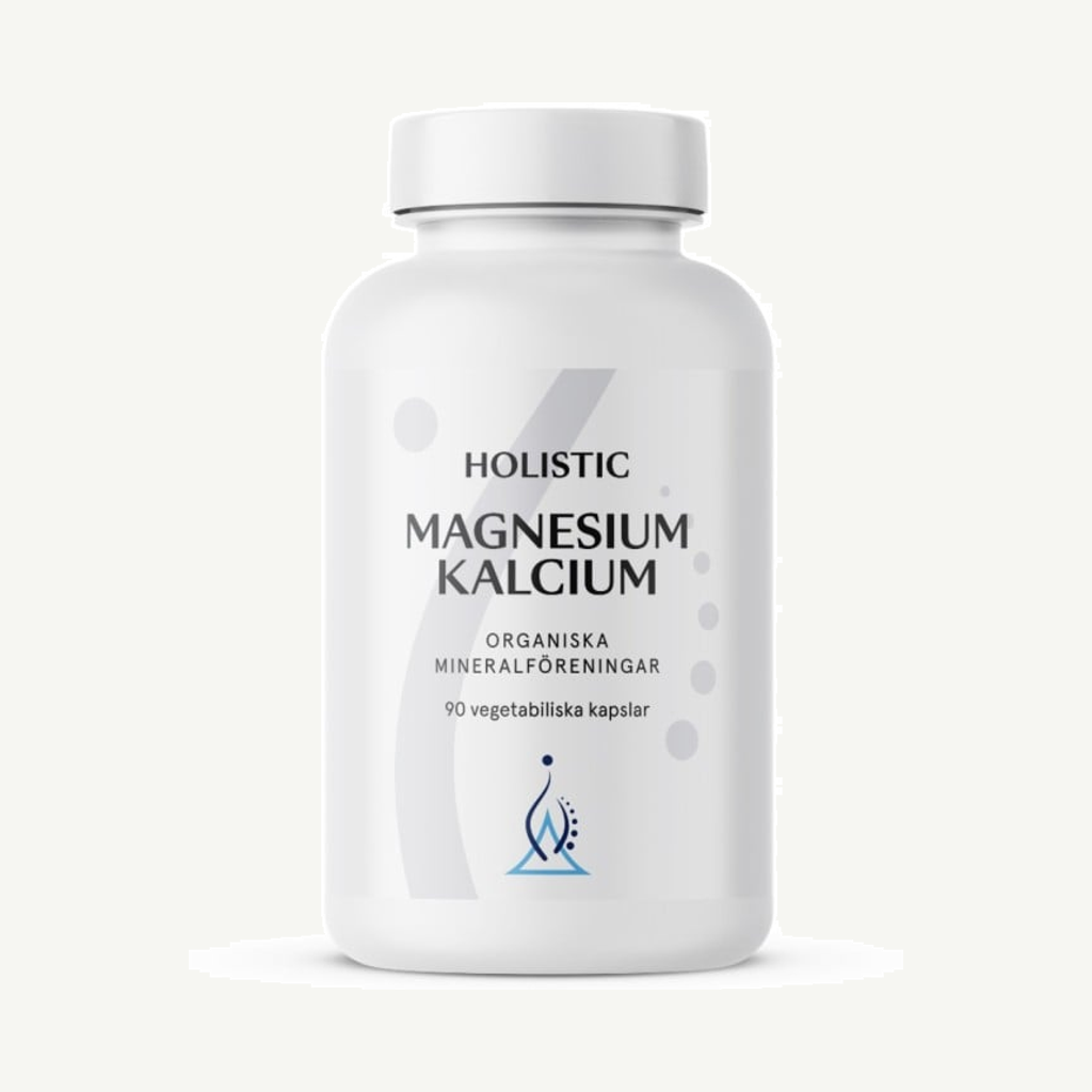 Förpackningen till Holistic Magnesium Kalcium 90 kapslar