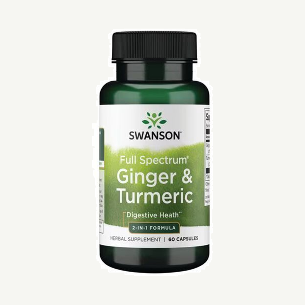 Förpackningen till Full Spectrum Ginger & Turmeric 2-in-1 Formula 60 kapslar