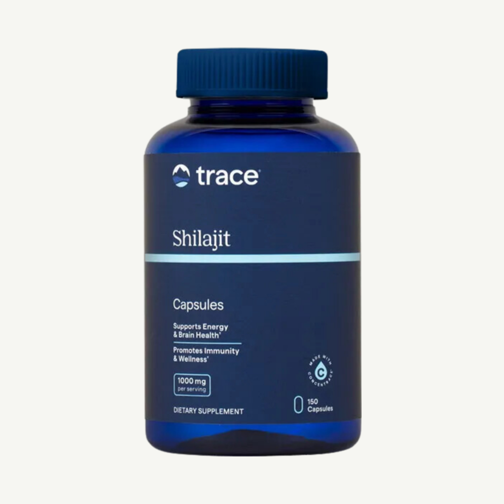 Förpackningen till Trace Minerals Shilajit 150 kapslar