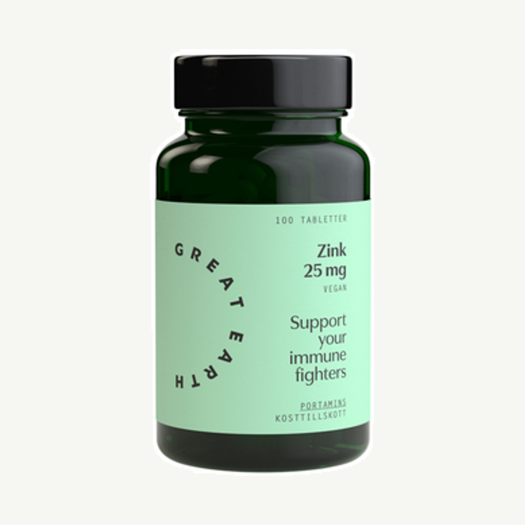 Förpackningen till Zink 25mg 100t
