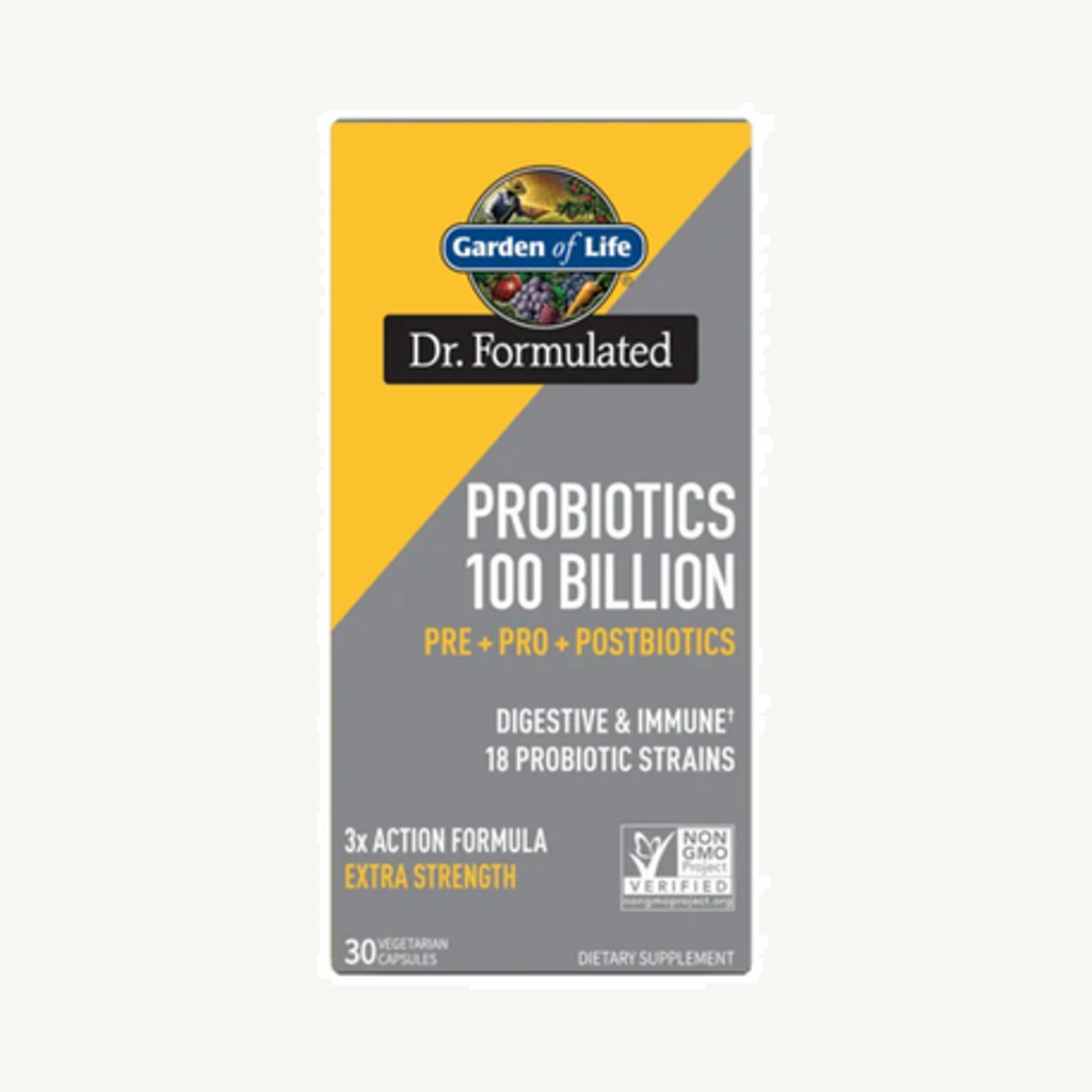 Förpackningen till Dr Formulated Probiotics 100 Billion 30k