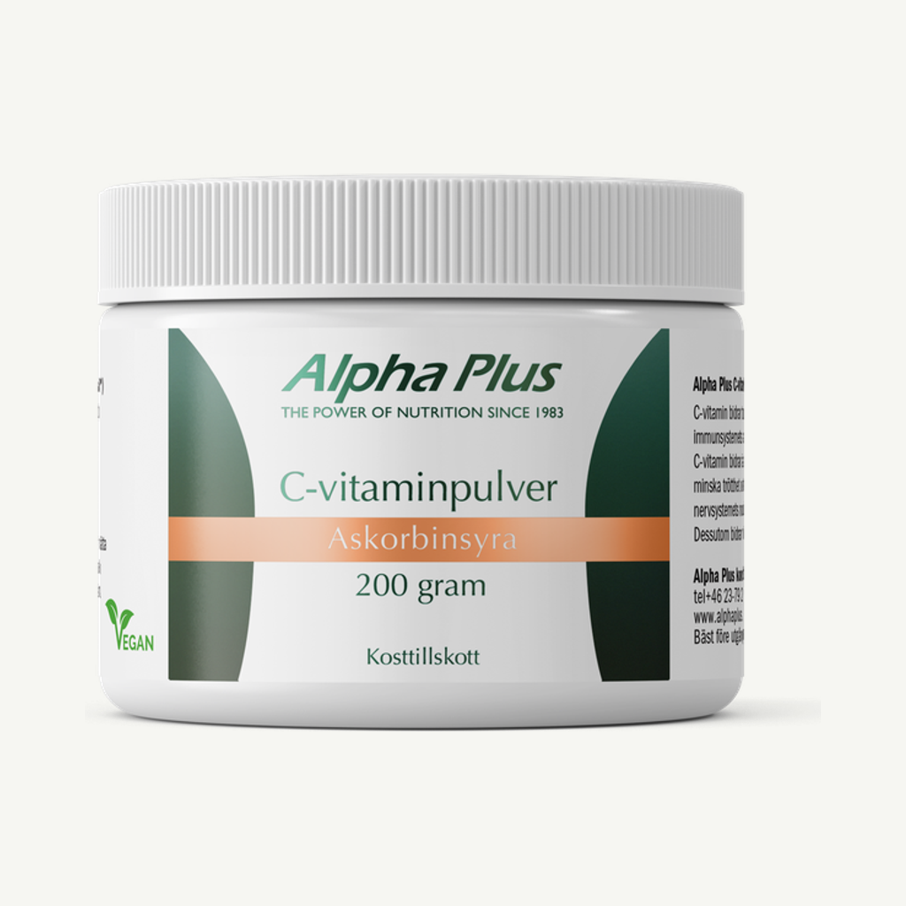 Förpackningen till C-vitaminpulver 200 g
