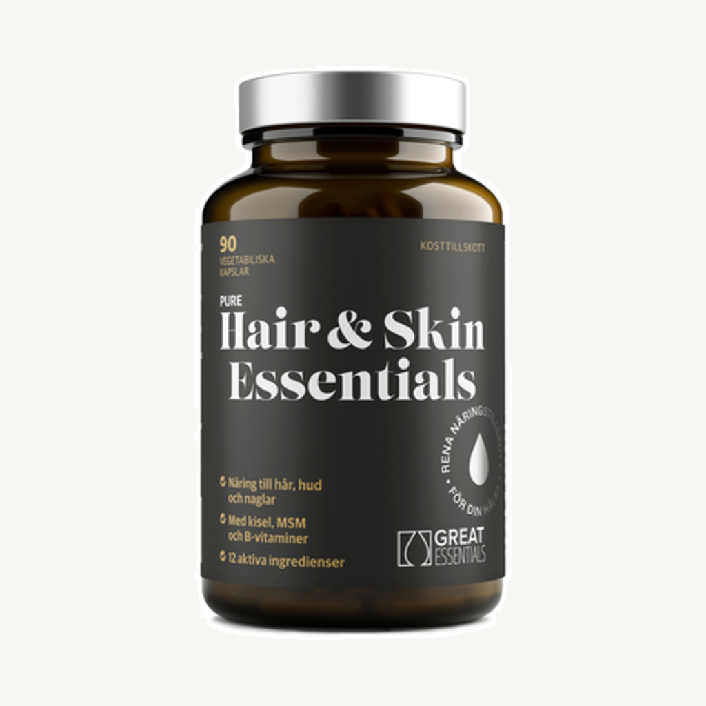 Förpackningen till Hair & Skin Essentials 90k