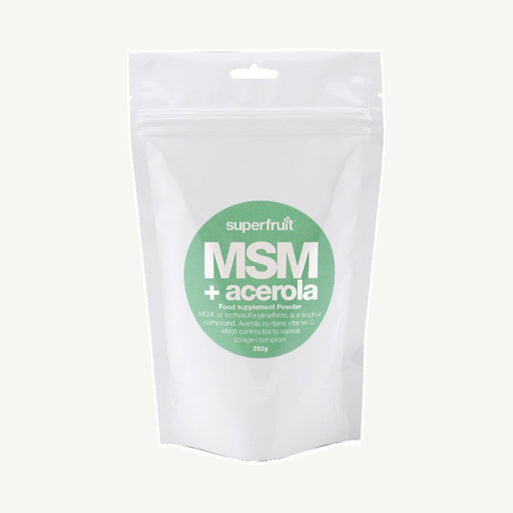 Förpackningen till Superfruit MSM Acerola Pulver Eko 250g