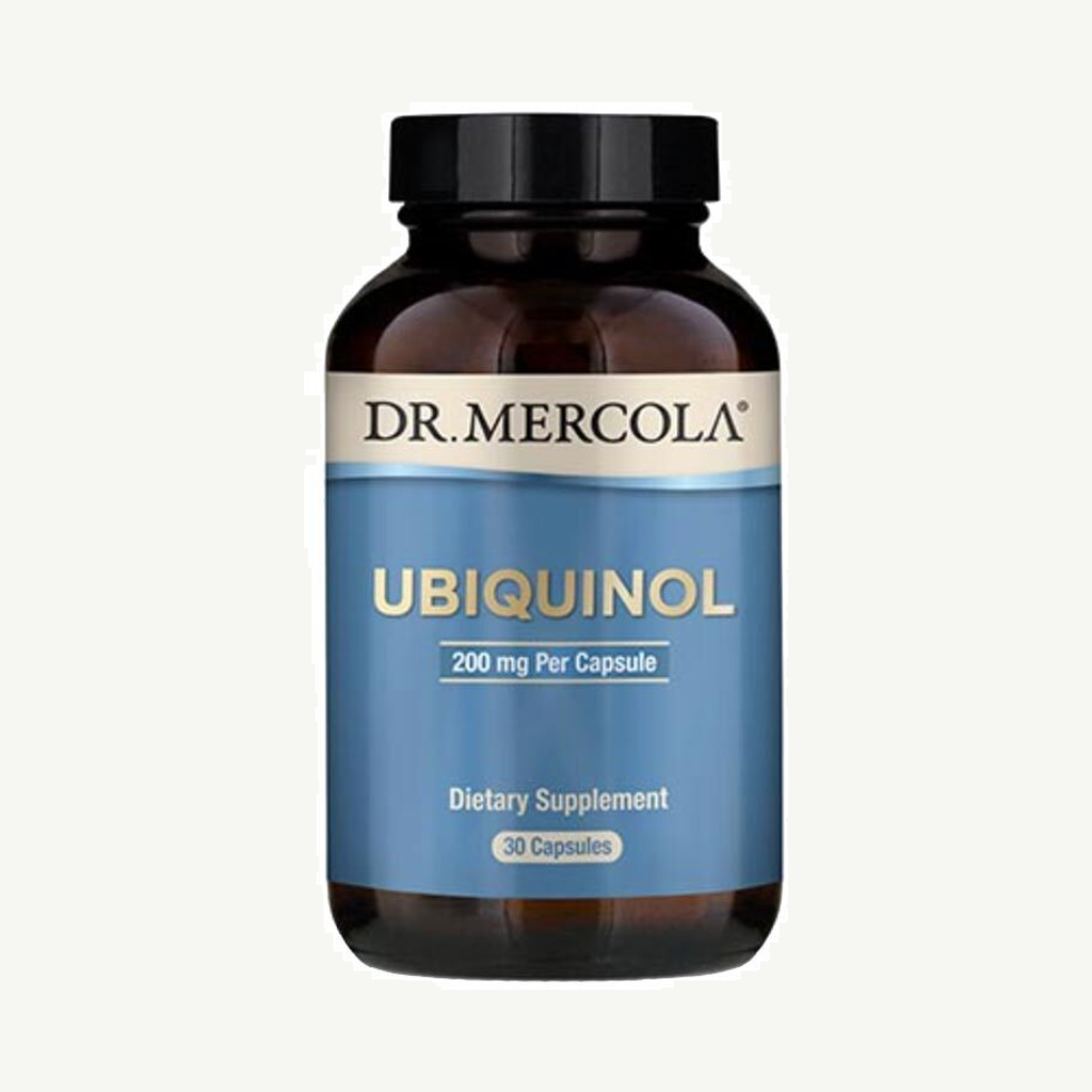 Förpackningen till Dr. Mercola Ubiquinol 200 mg 30 kapslar