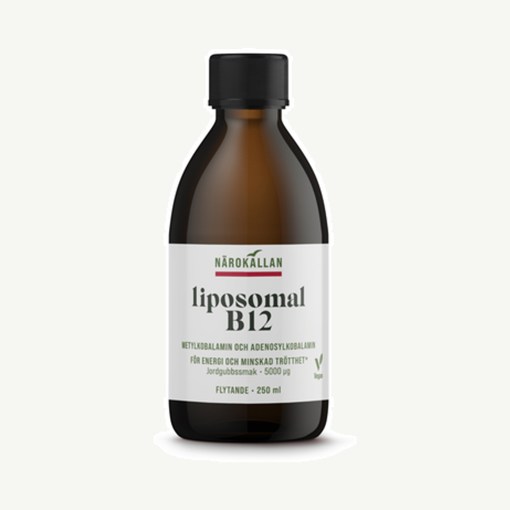 Förpackningen till Liposomal B12 5000 mcg 250 ml