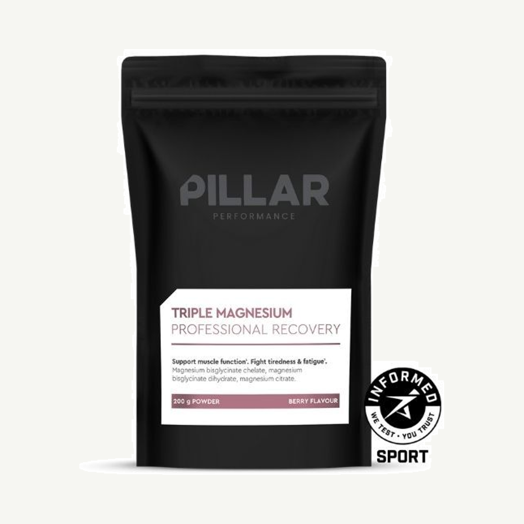 Förpackningen till Pillar Performance Triple Magnesium Professional Recovery Powder Berry Pouch 200 g