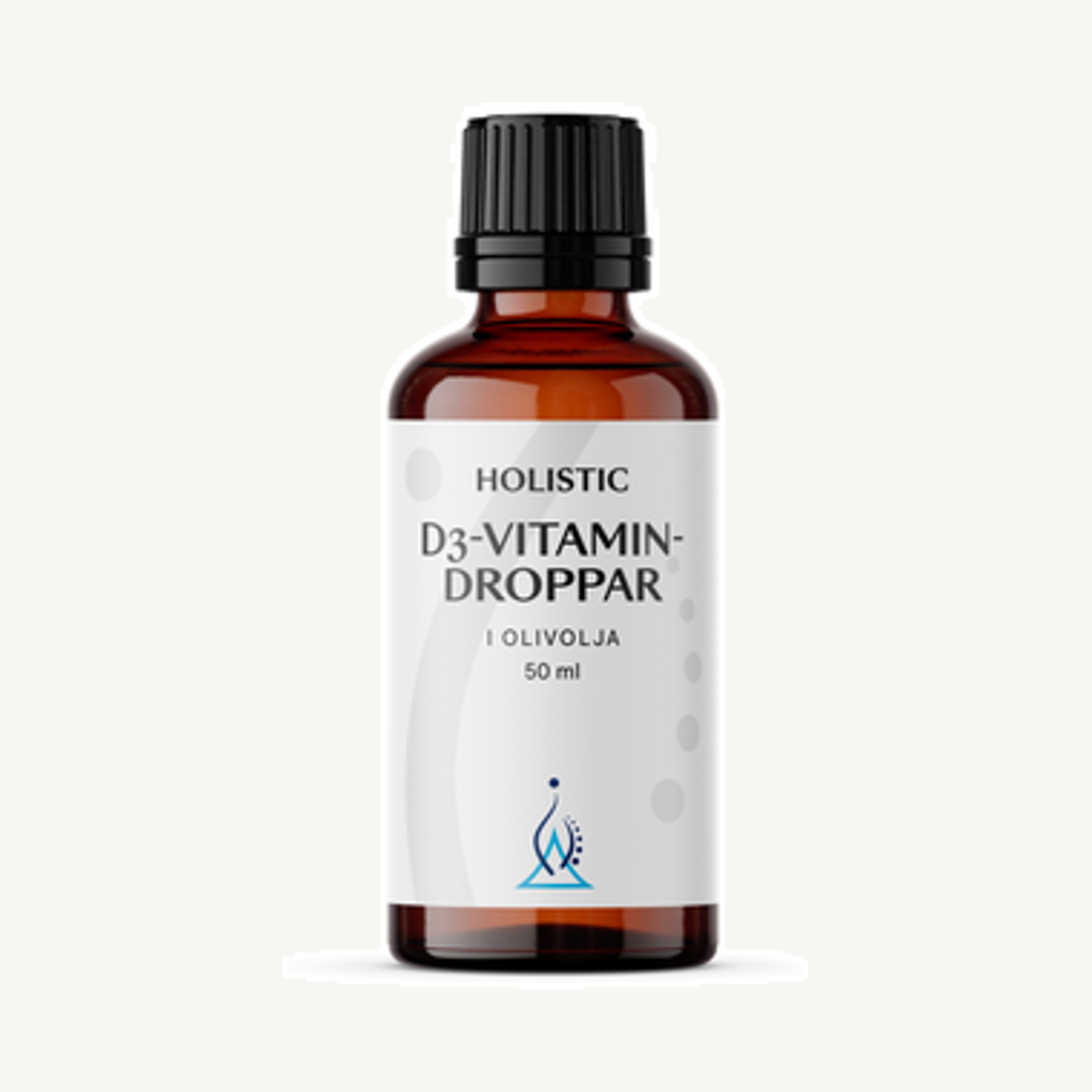 Förpackningen till Holistic D3-vitamindroppar Flytande 50 ml