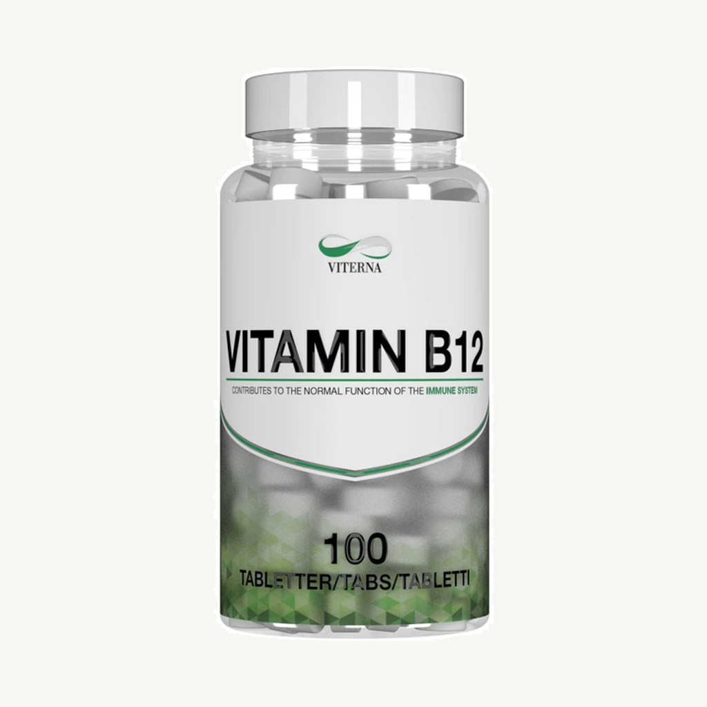 Förpackningen till Viterna Vitamin B12 100 tabs