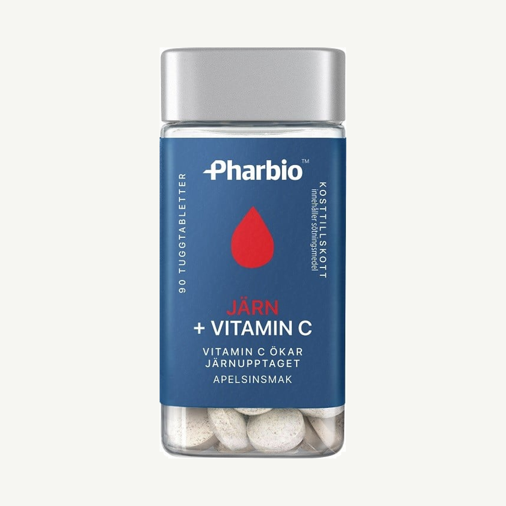 Förpackningen till Pharbio Järn + Vitamin C 90 st