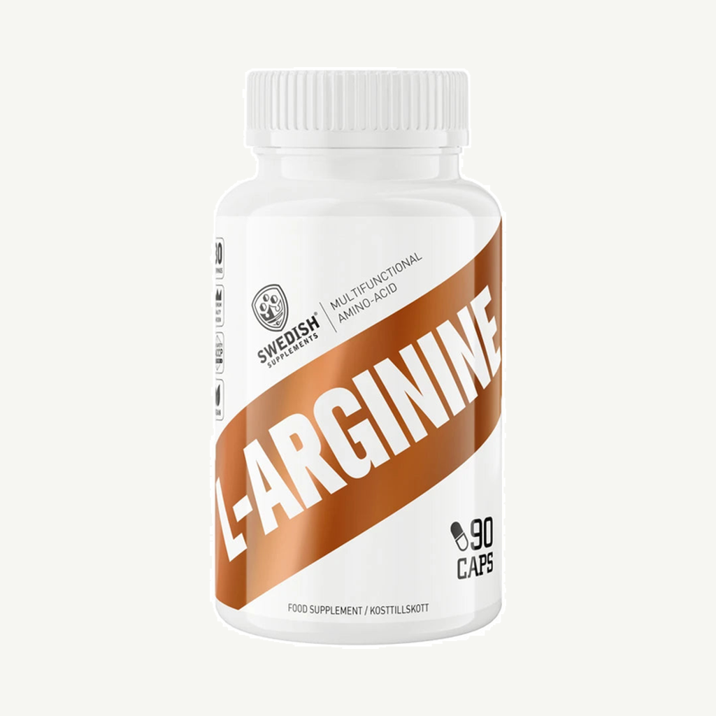 Förpackningen till Swedish Supplements L-Arginin 90 caps