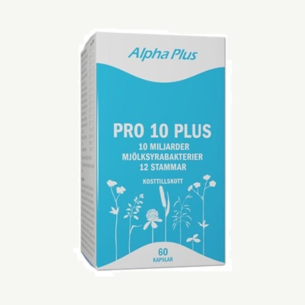 Förpackningen till Alpha Plus PRO 10 Plus 60 st
