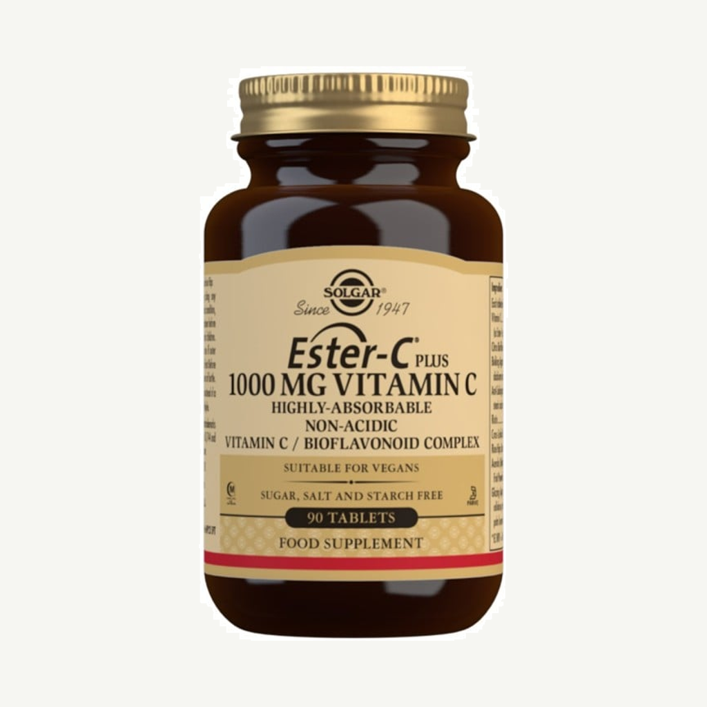 Förpackningen till Solgar Ester-C Plus 1000 mg Vitamin C 90 tabletter