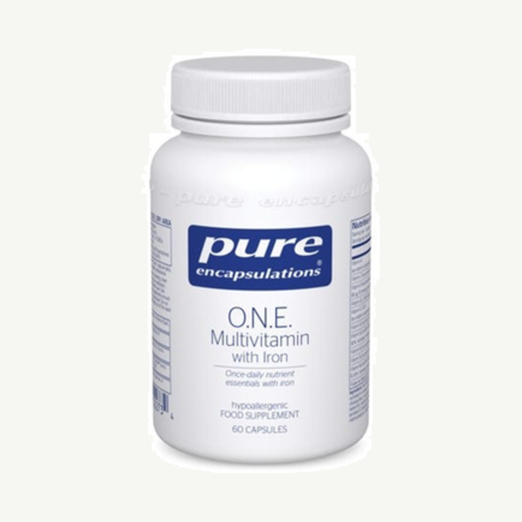 Förpackningen till O.N.E Multivitamin with Iron 60k