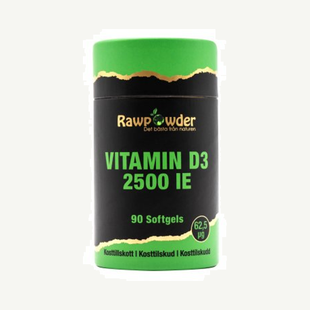 Förpackningen till Vitamin D3 2500 IE 90 Softgels