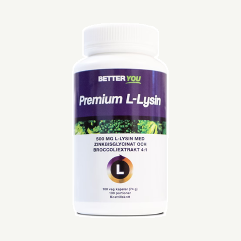 Förpackningen till Premium L-Lysin 100k