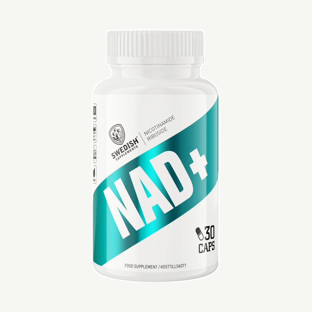 Förpackningen till Swedish Supplements NAD+ 30 kapslar