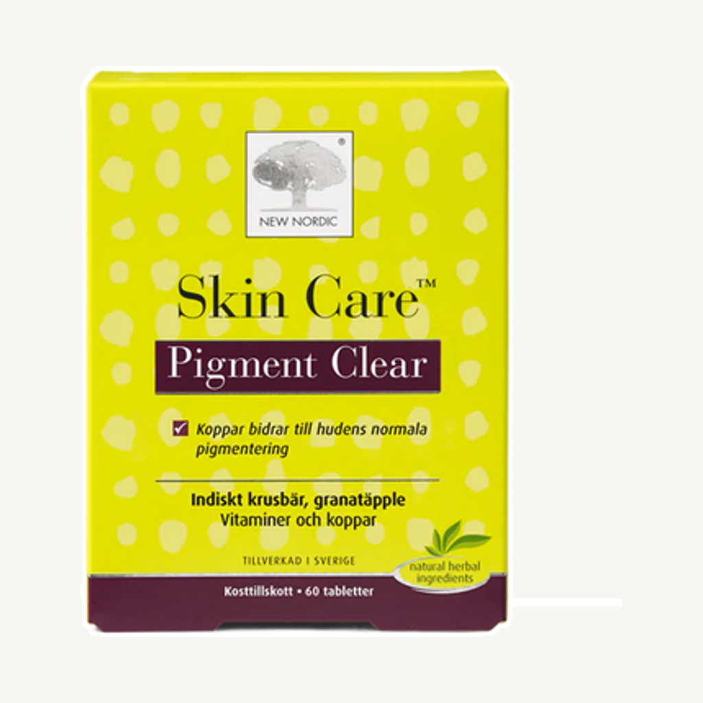 Förpackningen till Skin Care Pigment Clear 60t