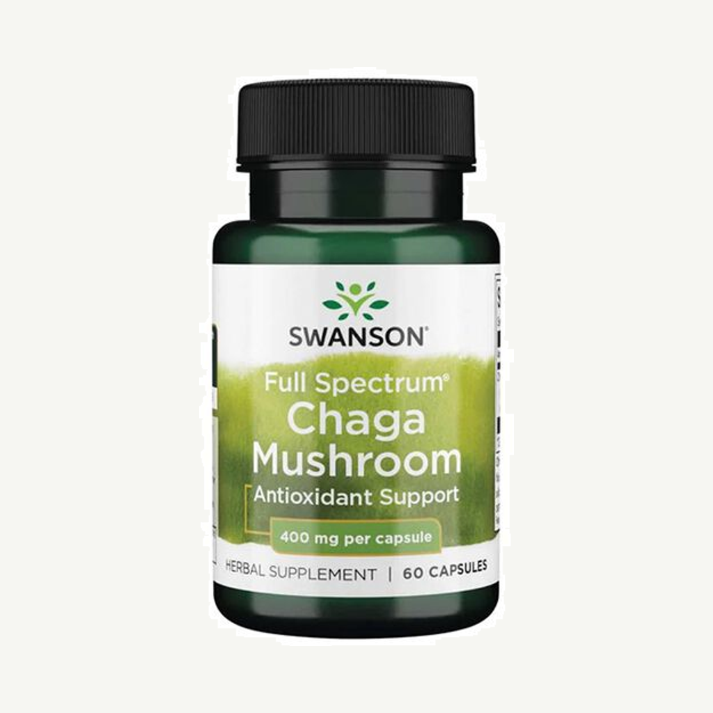 Förpackningen till Full Spectrum Chaga Mushroom 400 mg 60 kapslar