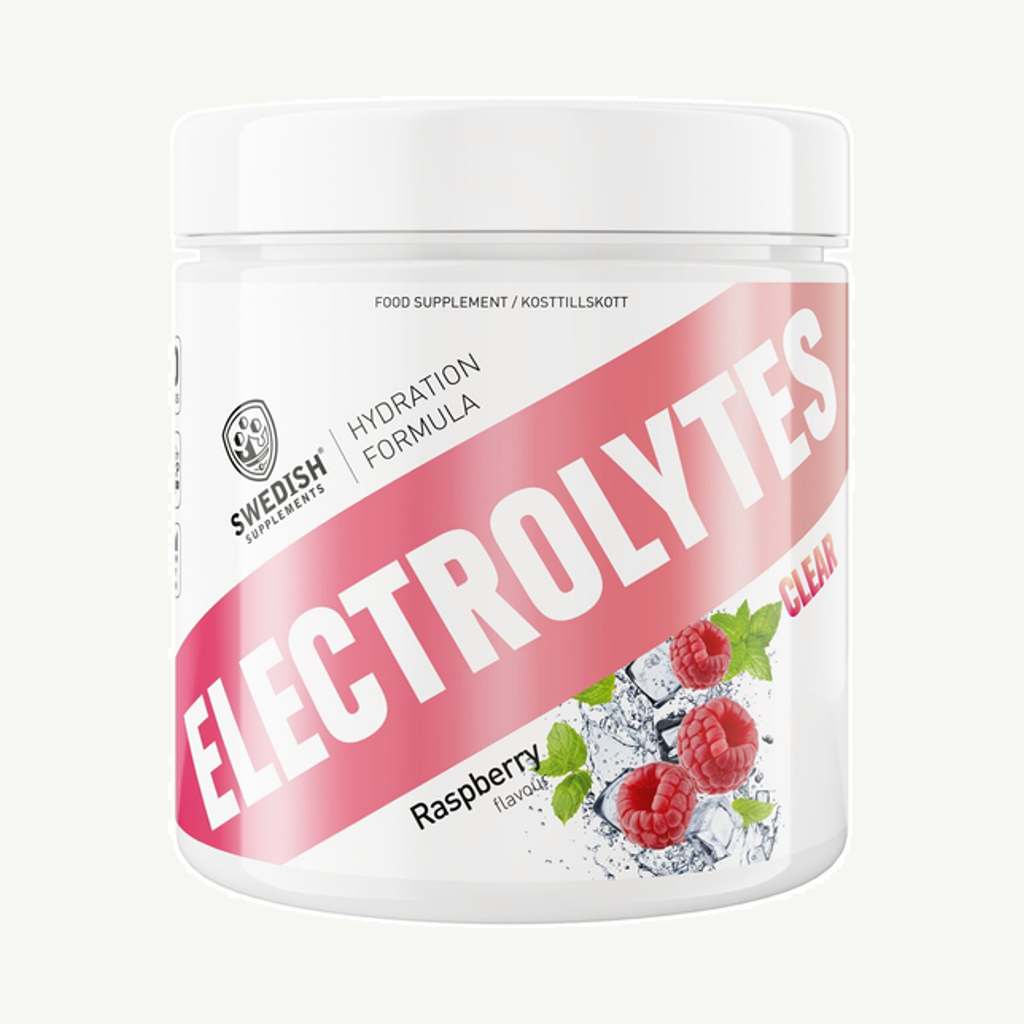 Förpackningen till Swedish Supplements Electrolytes Raspberry 240 g