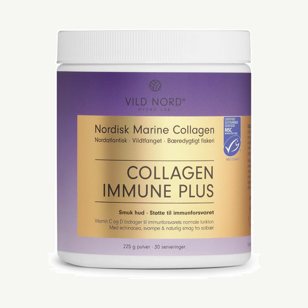 Förpackningen till Vild Nord Collagen Immune Plus 225 g