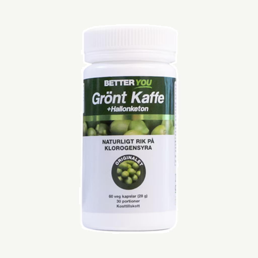 Förpackningen till Grönt kaffe & Hallonketon 60k