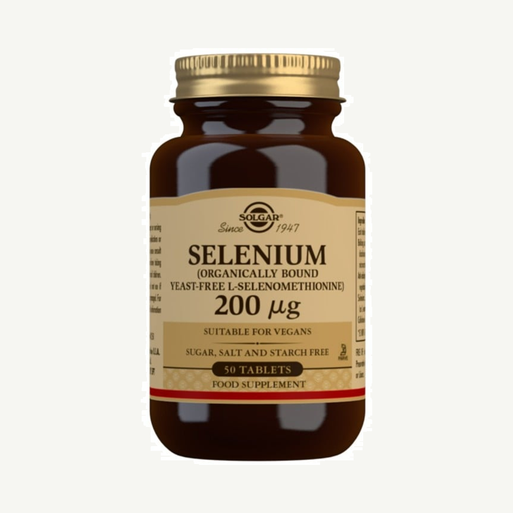 Förpackningen till Solgar Selenium 200 ug jästfri 50 tabletter